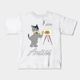 Cat artist Kids T-Shirt